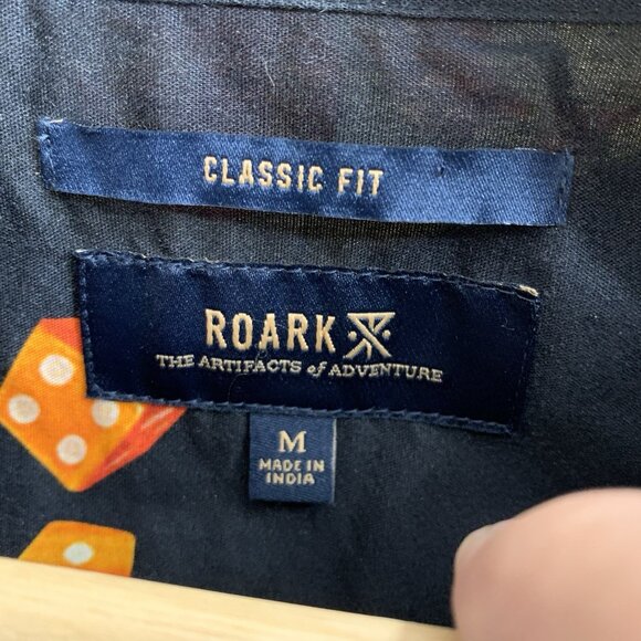 Roark Gonzo Shirt Mens Medium Short Sleeve Buon Giorno Black Camp Cocktail Dice - Picture 7 of 9